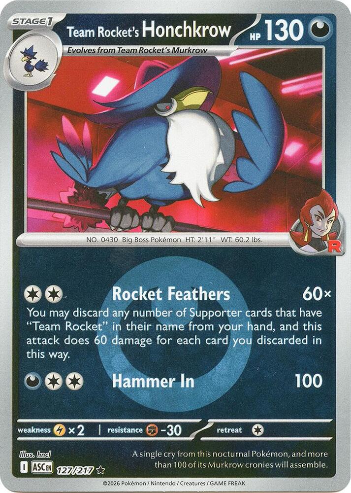 Team Rocket's Honchkrow - Ascended Heroes 127/217 - Energy Reverse Holo