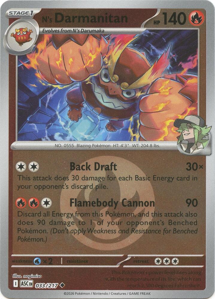 N's Darmanitan - Ascended Heroes 033/217 - Energy Reverse Holo