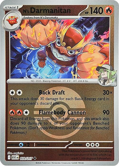 N's Darmanitan - Ascended Heroes 033/217 - Pokeball Reverse Holo