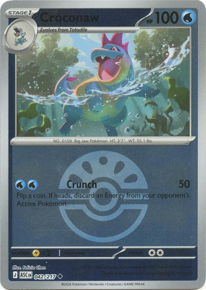 Croconaw - Ascended Heroes 042/217 - Pokeball Reverse Holo