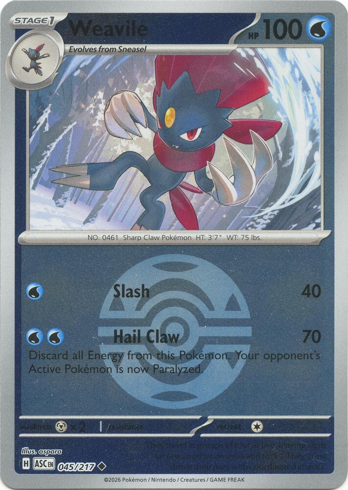 Weavile - Ascended Heroes 045/217 - Pokeball Reverse Holo