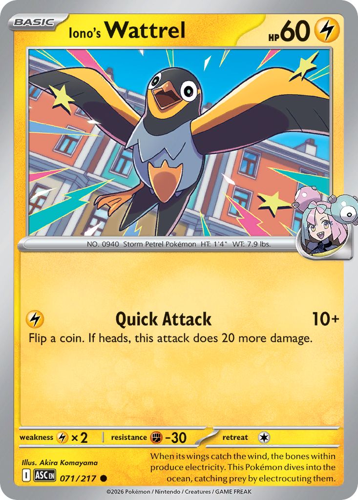 Iono's Wattrel - Ascended Heroes 071/217 - Pokeball Reverse Holo